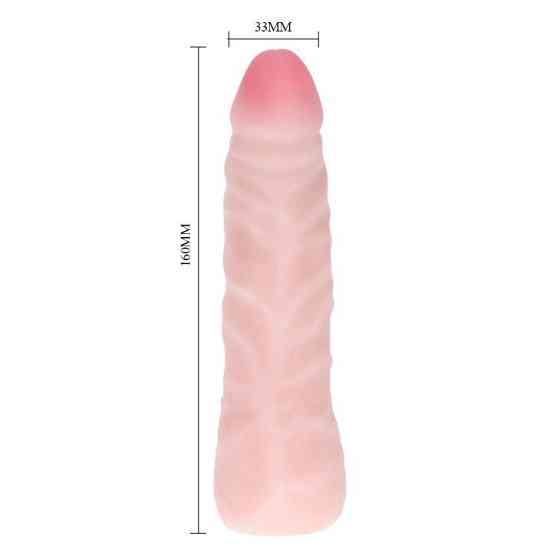 Фалоімітатор з хребтом Super Excitement Sextoy, без мошонки, бежевий, 16 см Sex Aura Київ