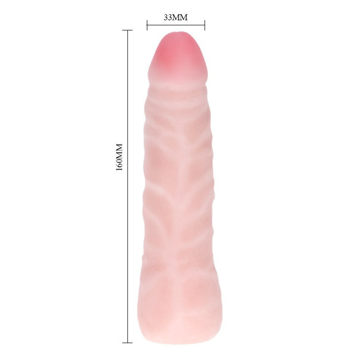 Фалоімітатор з хребтом Super Excitement Sextoy, без мошонки, бежевий, 16 см Sex Aura Київ - фото 2