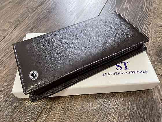 Тонкий шкіряний чоловічий гаманець купюрник на магнітах ST 148 Київ