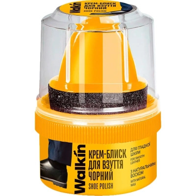 Крем для взуття Walkin Крем-блиск для гладкої шкіри з аплікатором Чорний 50 г (4820184442047) Вінниця - фото 1