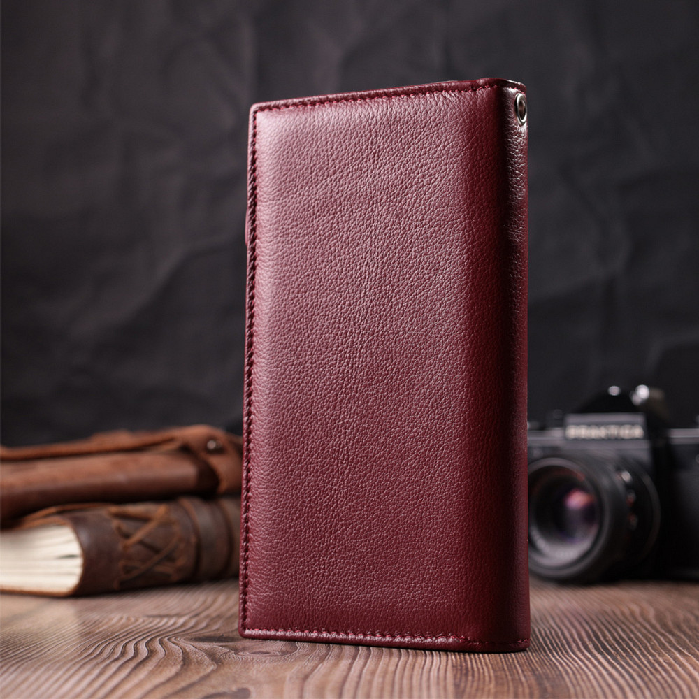 Современный кошелек-клатч для стильных женщин из натуральной кожи ST Leather 22534 Бордовый Киев - изображение 10