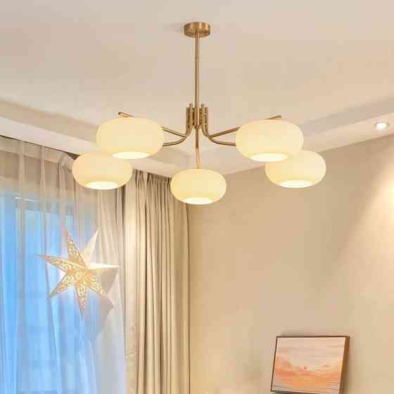 Люстра светодиодная потолочная 6007 (Золотистый) 5 плафонов Киев