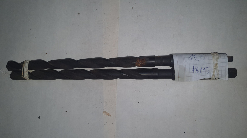 Сверло с коническим хвостовиком удлиненное 15.5 мм. Р6М5. СССР. Харьков - изображение 1