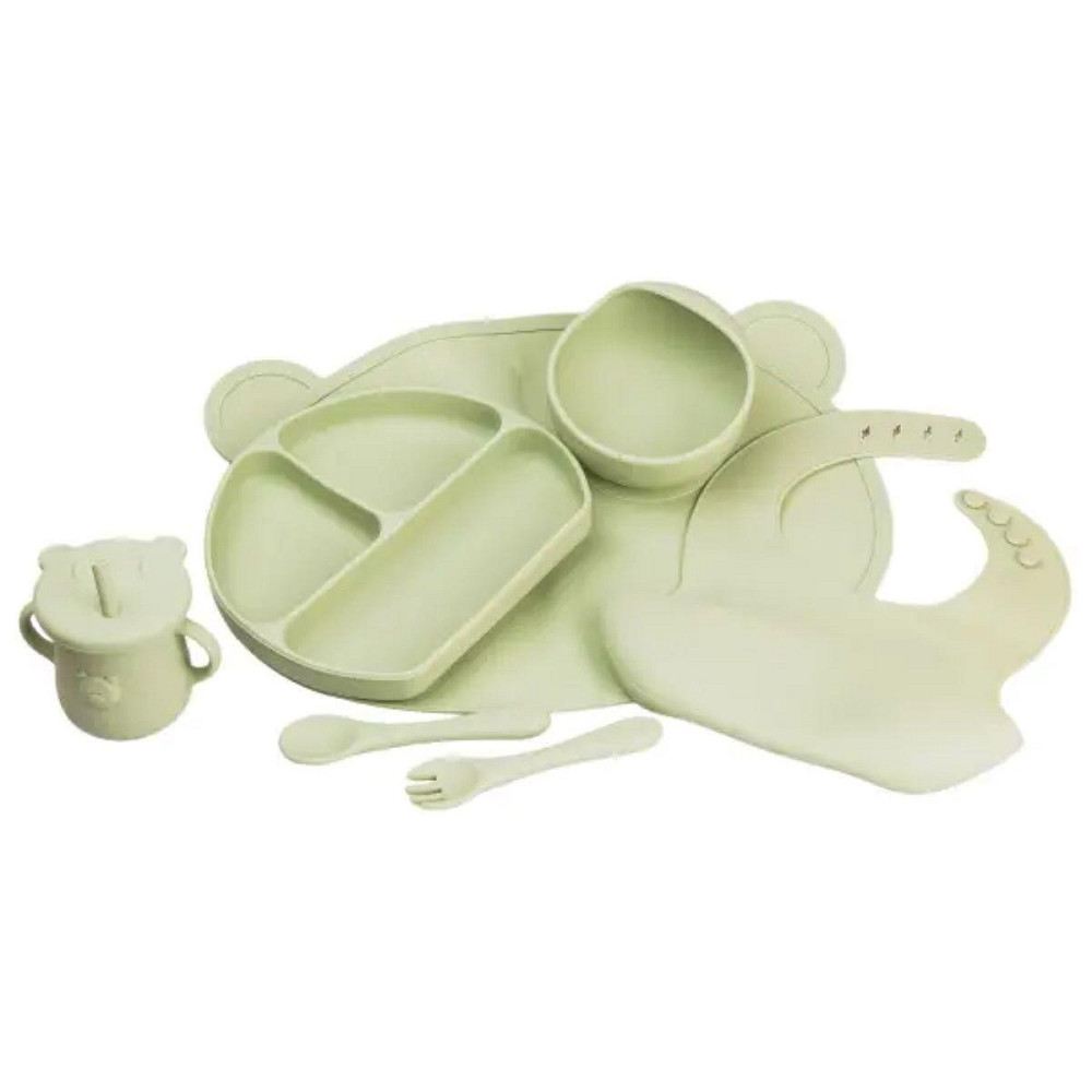 Детский набор силиконовой посуды 7 предметов Зеленый HP34546G Киев - изображение 1