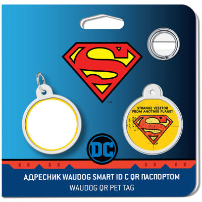 Адресник для животных WAUDOG Smart ID с QR паспортом "Супермен винтаж", круг 25 мм (0625-1011ru-eng) Винница - изображение 4