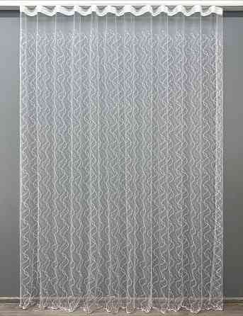 Тюль VR-Textil 1834т Фатин с вышивкой Белый с сиреневым 300х270 см (40-185) Киев