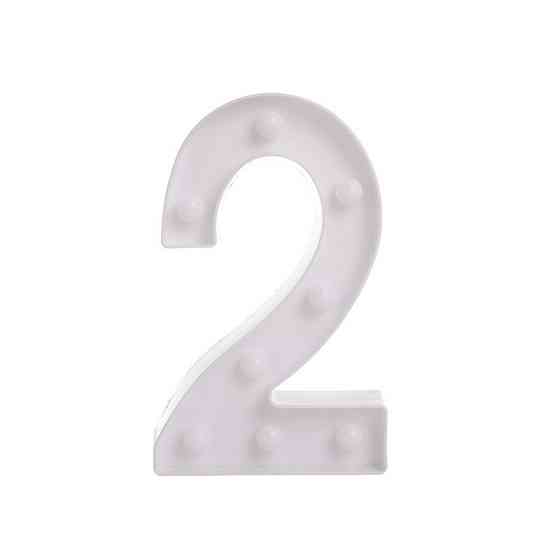 Об'ємна цифра 2 Led декоративна маленька 22 на 13 см білий Київ