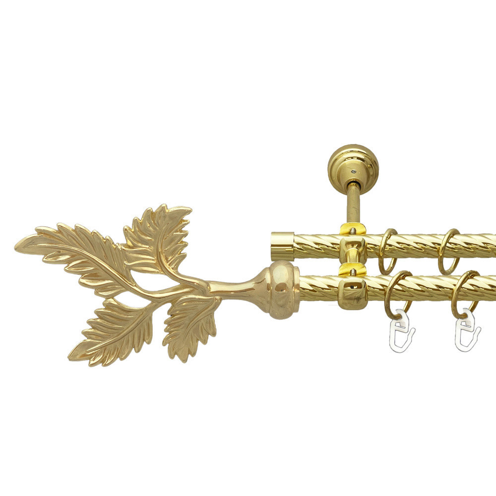 Карниз Orvit Папороть металевий дворядний відкритий скручена труба кільце металеве Золото 16\16 мм 300 см (00-00024983) Львів - фото 1