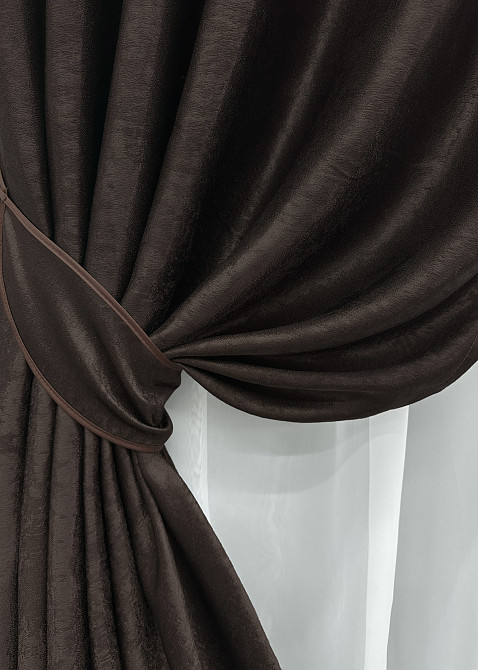 Комплект готових штор VR-Textil Льон Парма № 1087ш Венге 100х270 см 2 шт (31-412) Київ - фото 5