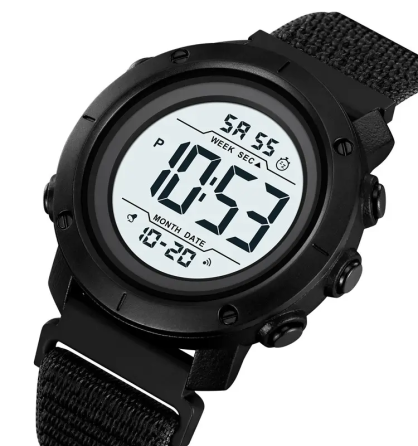 Мужские наручные часы Skmei 2497 с нейлоновым ремешком (Черный с белым) Киев