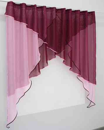 Кухонная занавесь (2,7х1,7м) на карниз 1,5-2м цвет бордовый с розовым 00к 59-371 Киев