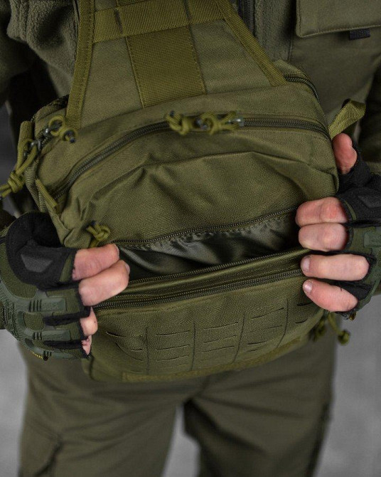 Сумка-слінг тактична з однією лямкою SILVER KNIGHT 8 л oliva ВТ6393 Одеса - фото 3