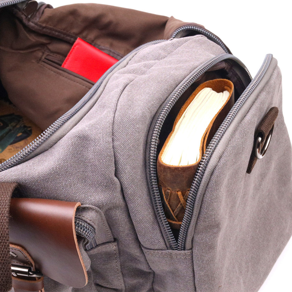 Вместительная дорожная сумка из качественного текстиля 21238 Vintage Серая Киев - изображение 10