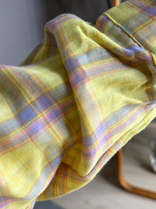 Сорочка жіноча A-N 27069 оверсайз двошарова в клітинку з бахромою , жовтий, one size Київ - фото 18