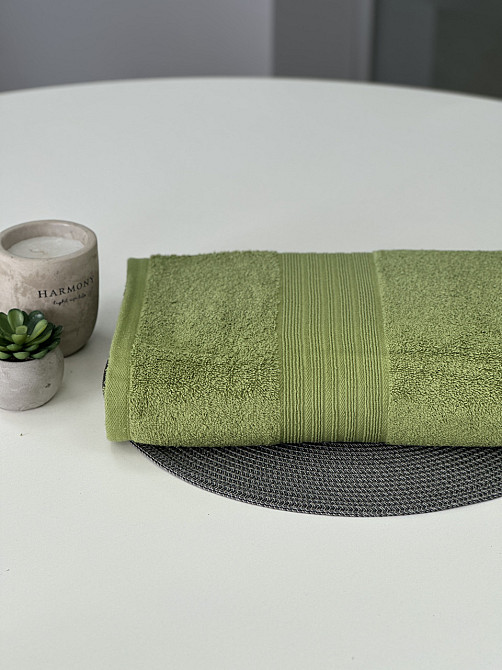 Полотенце банное Ideal Textile однотонное 500 г/м2 70х140 см (56860394) Оливка 1 шт Черновцы - изображение 8