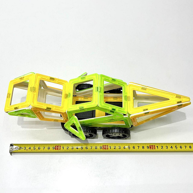 Конструктор магнитный Limo Toy Транспорт 56 деталей Зелено-жовтий (KB 1013) Чернигов - изображение 2
