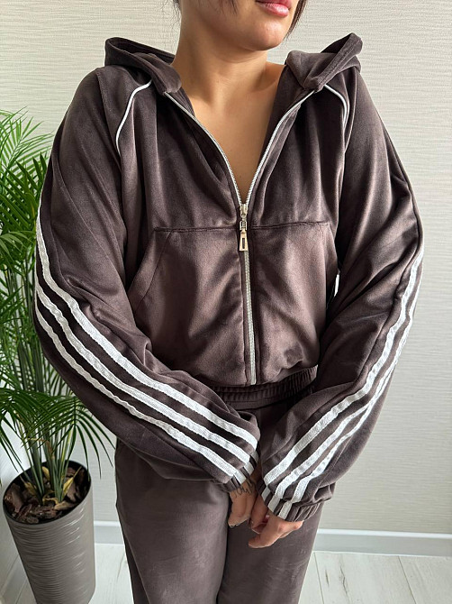 Женский стильный велюровый-плюшевый костюм двойка Шоколад, 46/48 Одесса - изображение 7