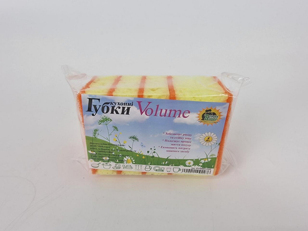 Губка кухонна для посуду 5 шт. Volume (Супер Торба) (1 пачка) Харків - фото 1