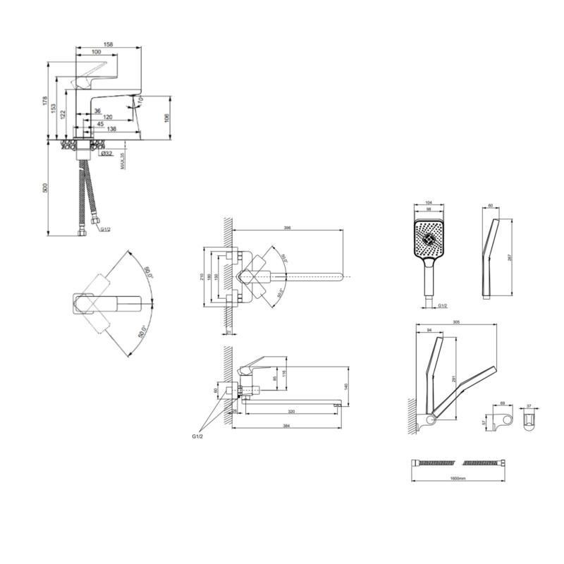 Акционный набор Lidz: Orion 001F Смеситель для раковины низкий LDORI001FCRM48091+Orion 005 Смеситель для ванны с поворотным Киев - изображение 2
