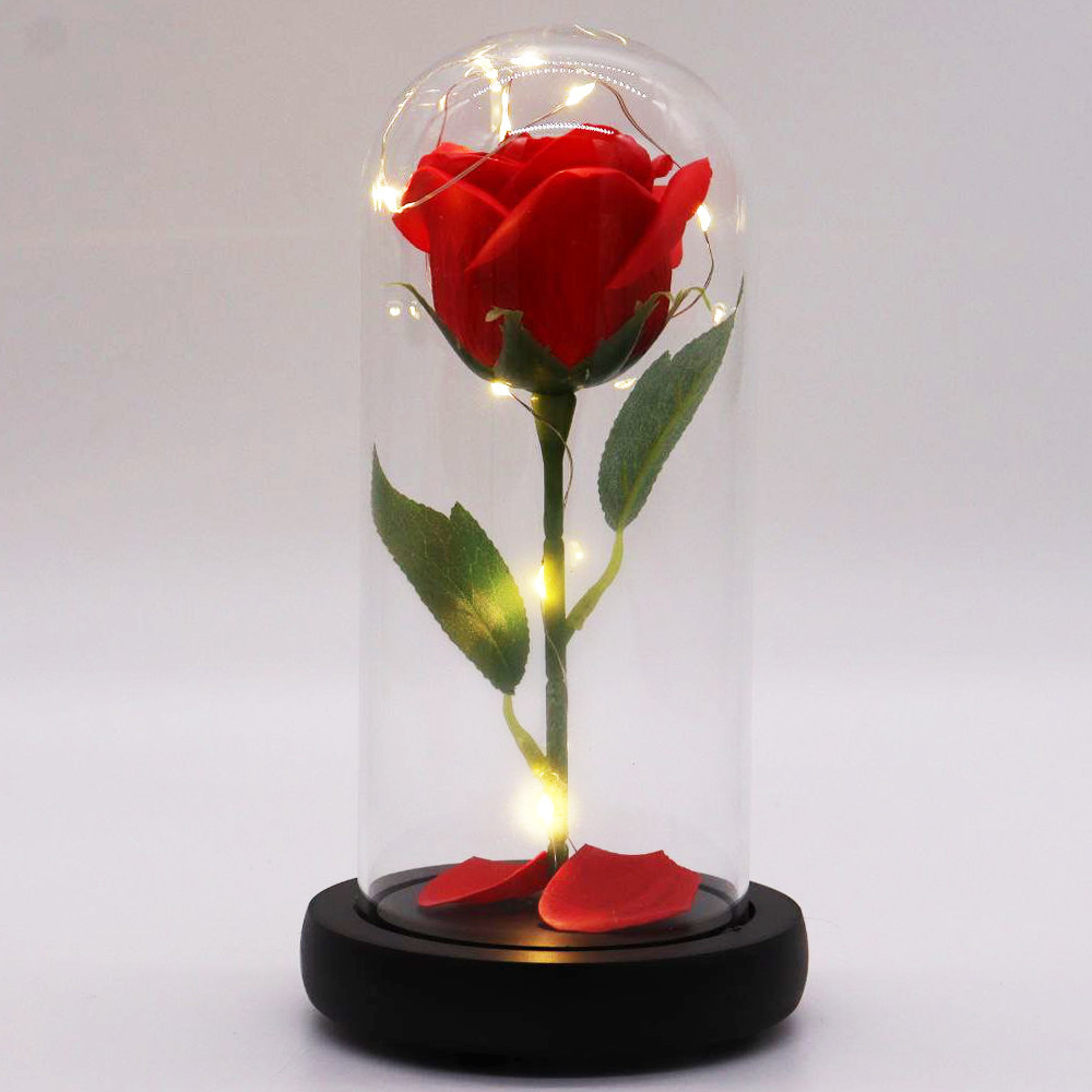 Роза в колбе с LED подсветкой 20 см, Красная, на батарейках / Ночник Вечная роза / Цветок в колбе Киев - изображение 9