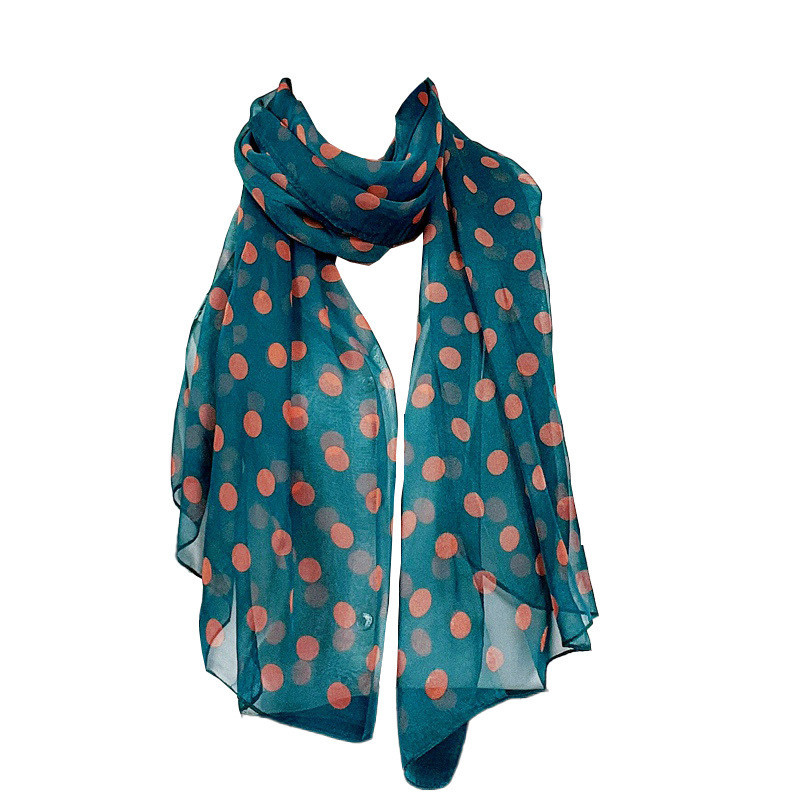 Шарф в горох женский 150 на 46 см зелено-коричневый Киев - изображение 4