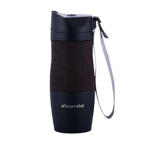 Термочашка 380мл з TPR вставкою і ремінцем нержавіюча сталь (мікс) KAMILLE 2052A Житомир - изображение 5