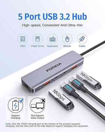 Концентратор Type-C FORIDA (Super Speed 10Gbps) Луцк