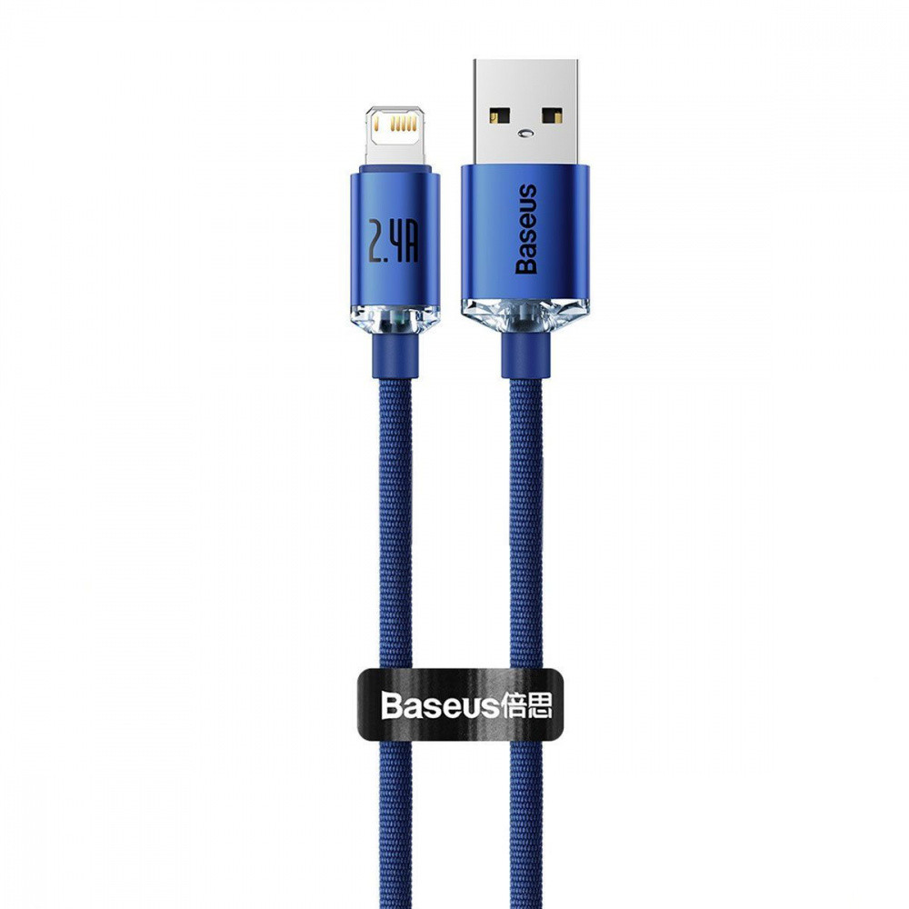 Кабель Baseus Crystal Shine Series Lightning 2.4A 2м блакитний Львів - фото 1