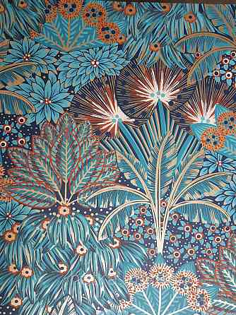 Шпалери флізелінові еко Rasch Sophia 0.53х10 рослинний принт квіти листя бірюза синій із золотом 3д Київ