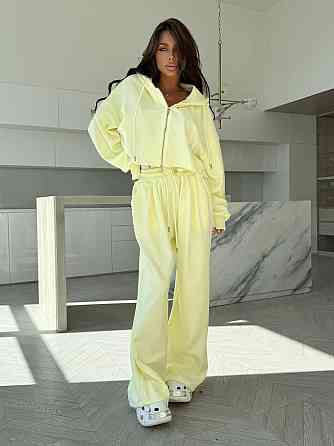 Женский прогулочный костюм двойка: кофта и штаны турецкая двунитка Лимонный, 42/44 Одесса