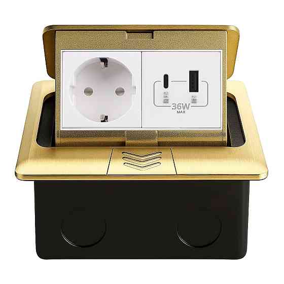 LIVOLO Розетка підлогова подвійна LIVOLO золота, вбудована у підлогу, з USB-A і USB Type-C 36 В Киев