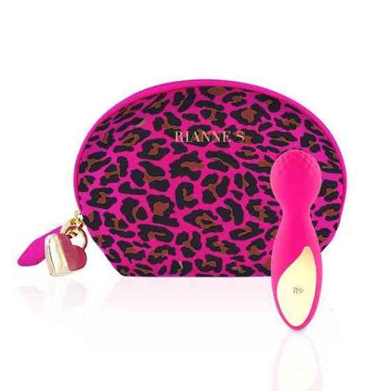 Мінівібромасажер Rianne S: Lovely Leopard Pink, 10 режимів роботи, косметичка-чохол, мед.силікон Sex Aura Київ