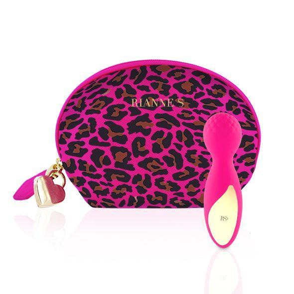 Мінівібромасажер Rianne S: Lovely Leopard Pink, 10 режимів роботи, косметичка-чохол, мед.силікон Sex Aura Київ - фото 1