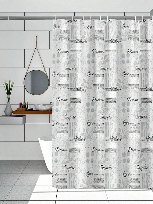 Шторка для ванной и душа 180x180 см водонепроницаемая,штора для душевой и ванной комнаты с крючками,прозрачная Каменец-Подольский - изображение 5