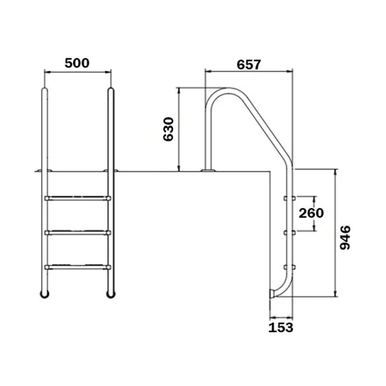 Лестница для бассейна Flexinox Standard (3 ступени). AISI-316L Киев
