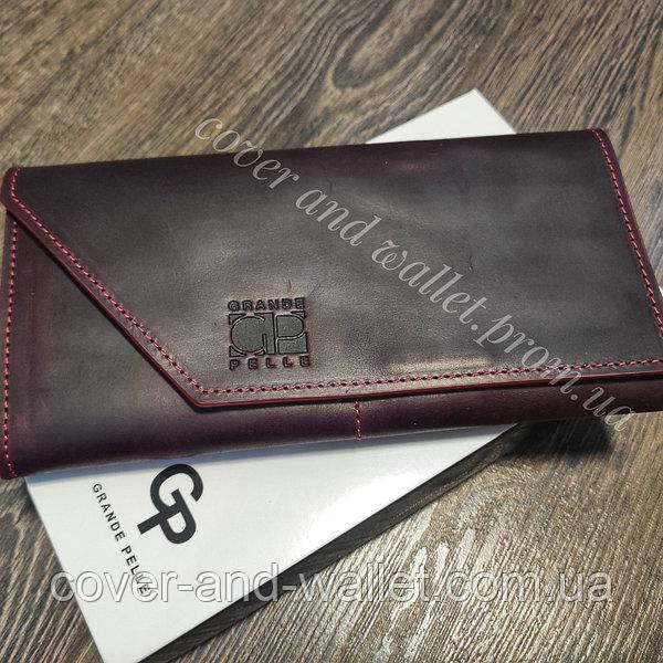 Женский кожаный кошелек в ретро стиле марсалового цвета Grande Pelle Festa 513161 Киев - изображение 3