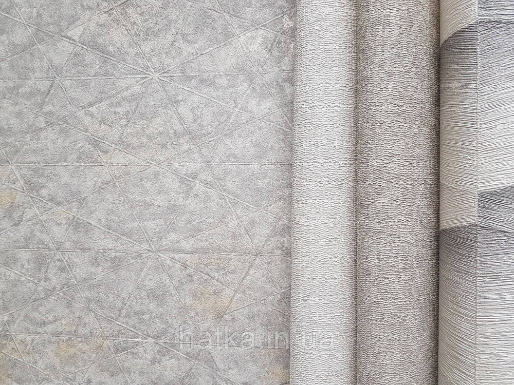 Шпалери вінілові на флізелін Rasch Composition 0,53х10 геометрія смуги фігури під штукатурку бежево сірі Київ - фото 2