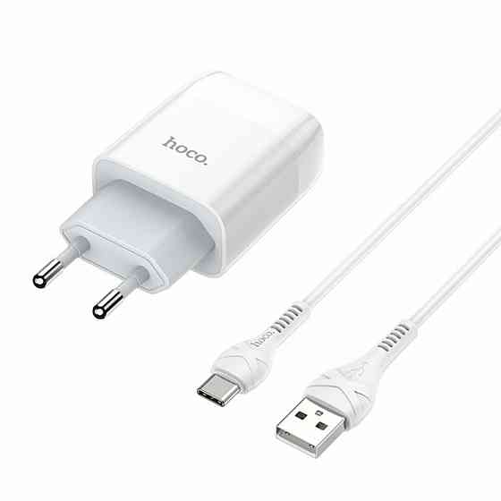 Мережевий зарядний пристрій HOCO C73A Glorious dual port charger set(Type-C) White Київ