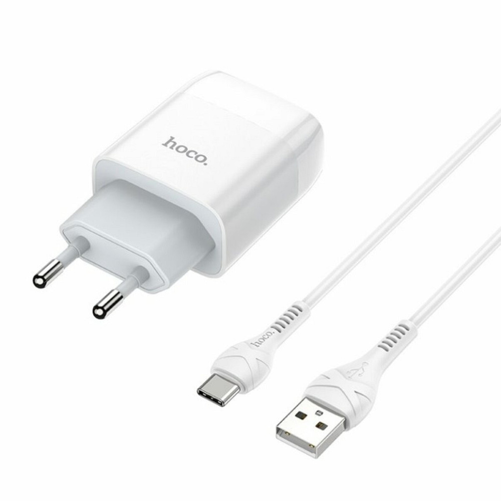 Мережевий зарядний пристрій HOCO C73A Glorious dual port charger set(Type-C) White Київ - фото 1