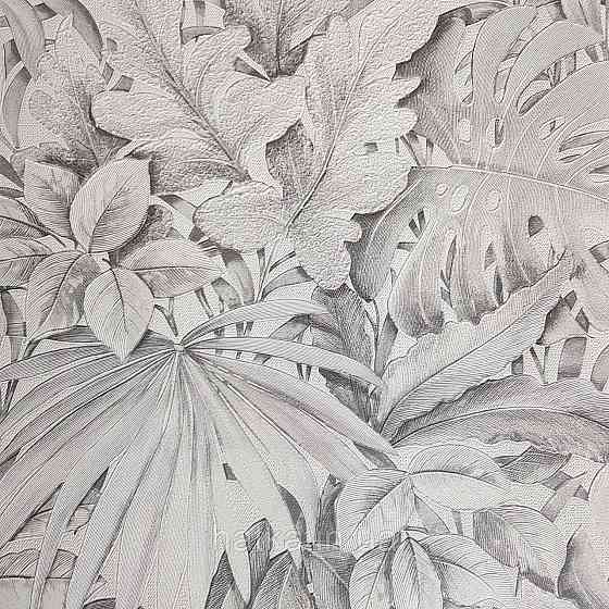 Шпалери метрові вінілові на флізелін Marburg Botanica рослинний принт листя монстери пальми білі чорні Київ