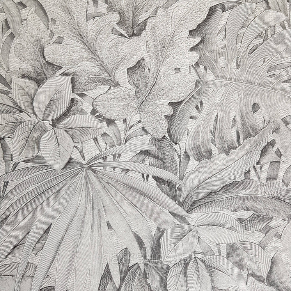 Шпалери метрові вінілові на флізелін Marburg Botanica рослинний принт листя монстери пальми білі чорні Київ - фото 2