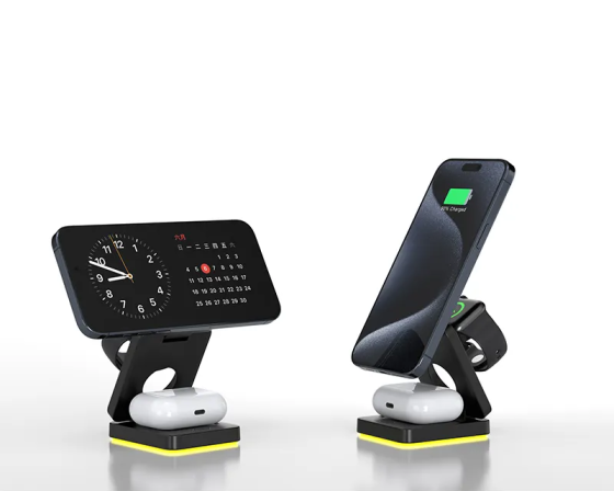 Бездротовий зарядний пристрій 3в1 KD15 (MagSafe) з регульованим підсвічуванням - Чорний Київ