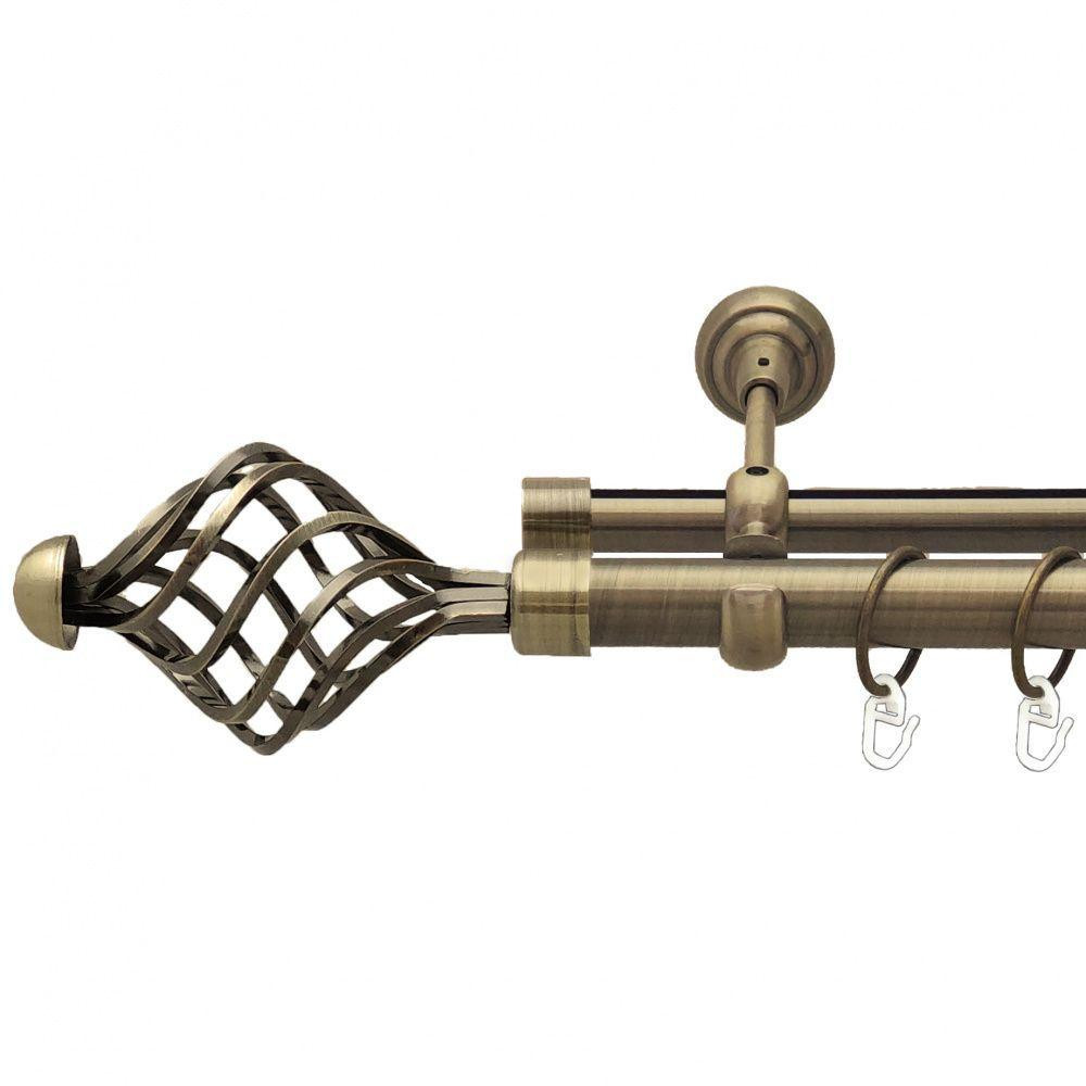 Карниз Orvit Арезо металевий дворядний опозитний гладка \ профільна труба кільце металеве Антик 25\19 мм 240 см (7524046) Львів - фото 1