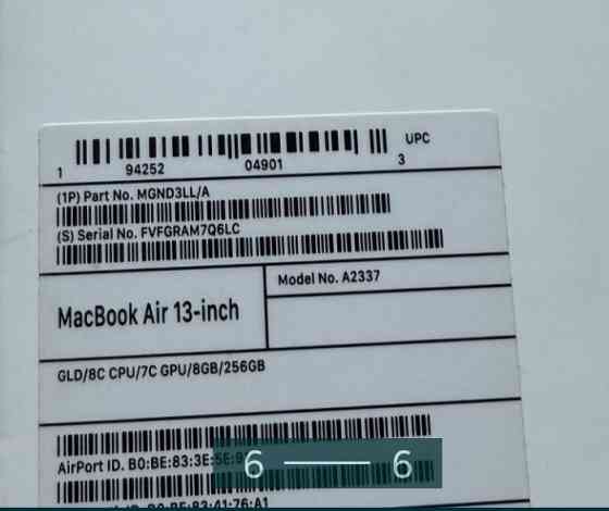 Ноутбук MacBook Air 13. M1 256GBSSD Київ