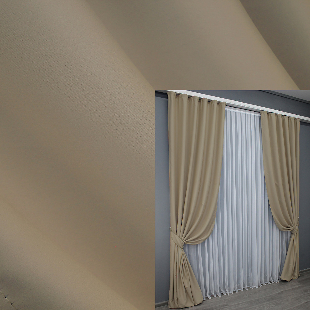 Комплект готовых штор VR-Textil Блэкаут Midnight № 1230ш Темный бежевый 150х270 см 2 шт (33-1036) Киев - изображение 1