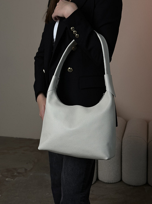 Сумка тоут жіноча шкіряна велика Юта Бежева 28*30*12 см, сумка шопер бежева стильна з кишенямиMasterSem Київ - фото 3