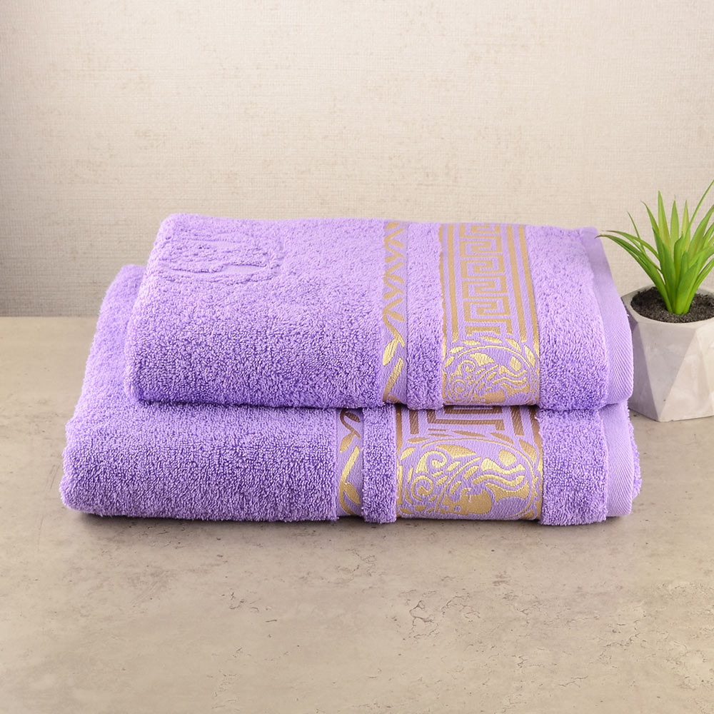 Комплект полотенец махровых 2шт GM Textile 50х90см, 70х140см Caesar 450г/м2 (Лавандовый) Сумы - изображение 1