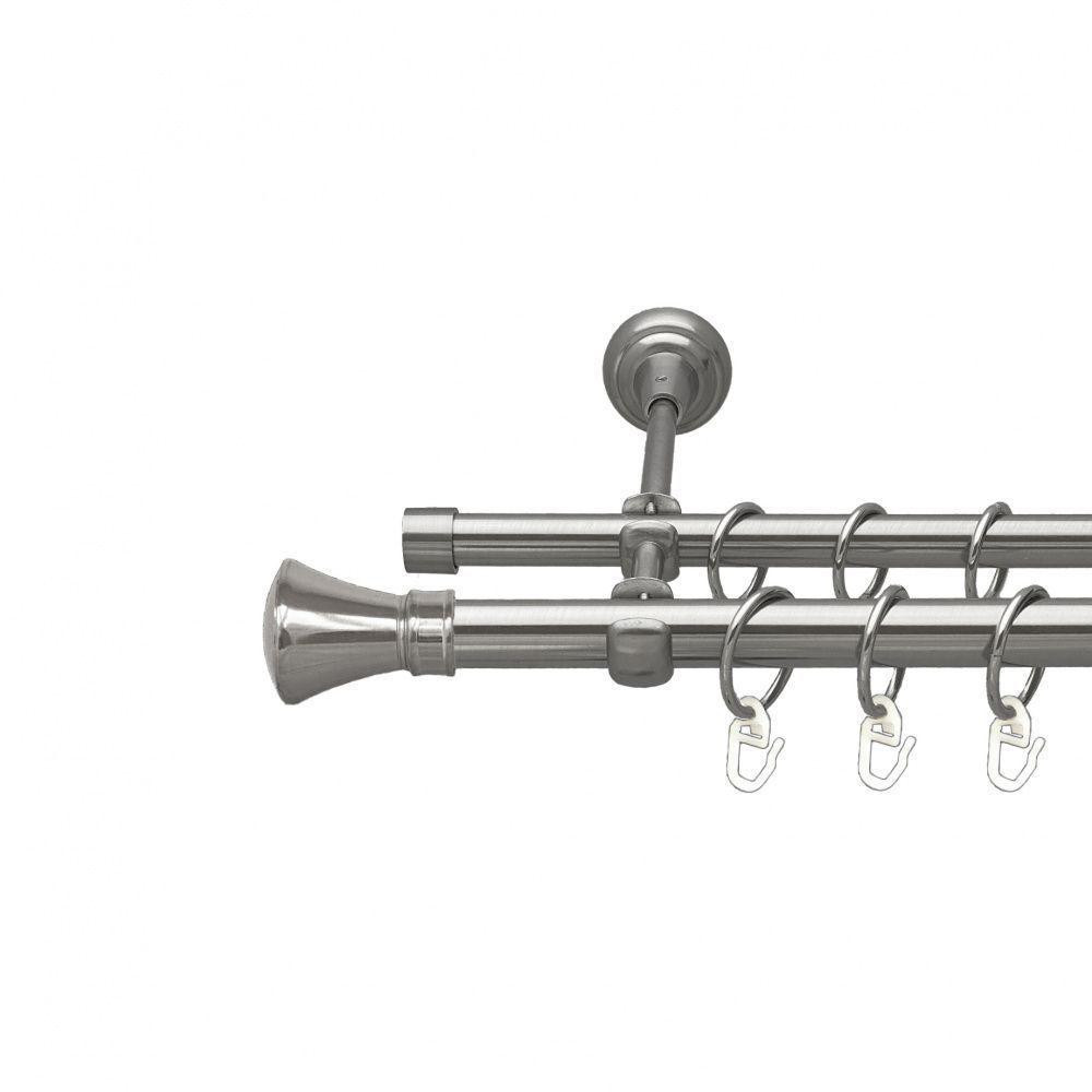 Карниз Orvit Люксор металевий дворядний відкритий гладка труба кільце металеве Нержавіюча Сталь 19\16 мм 300 см (00-00016025) Львів - фото 1