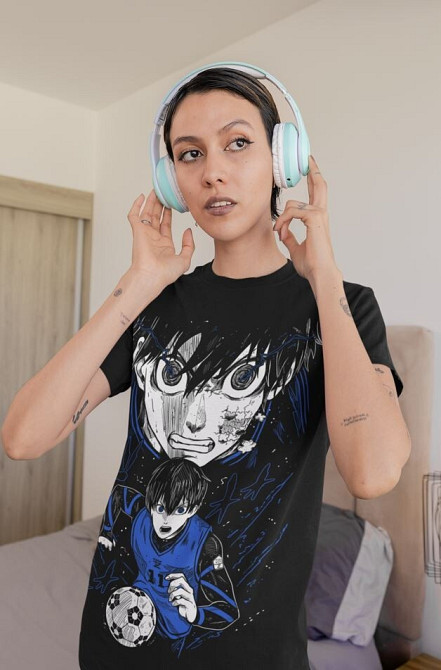 Футболка для хлопчика з аніме принтом Йоікхі Ісагі Блуе Локк оверсайз (зріст від 165 до 180) Чорний AnimeJ1179m Дніпро - фото 3