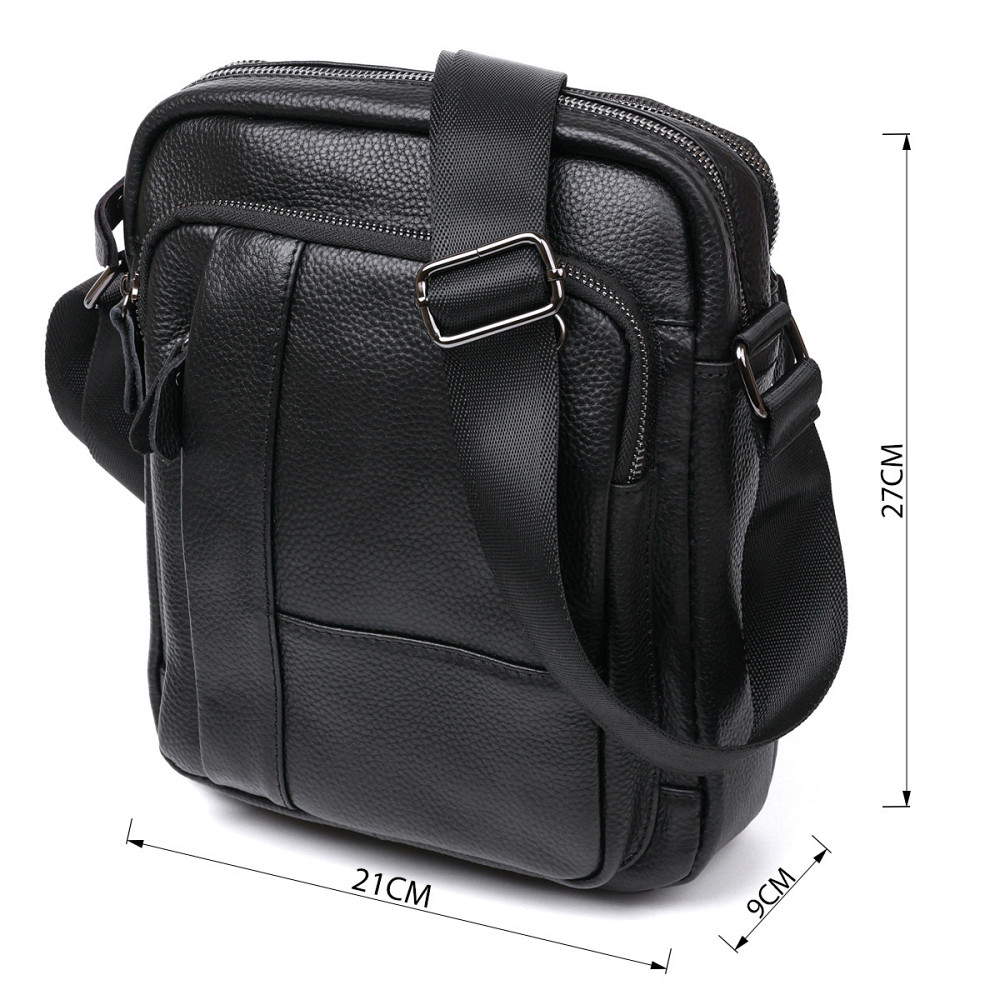 Добротная кожаная мужская сумка Vintage 20677 Черный Киев - изображение 9